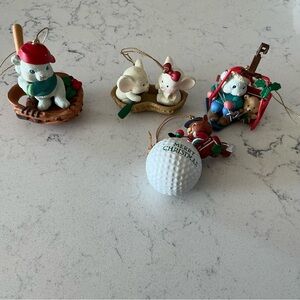 Vintage 90s 4 Christmas home collectibles ornaments by Lustre Fame